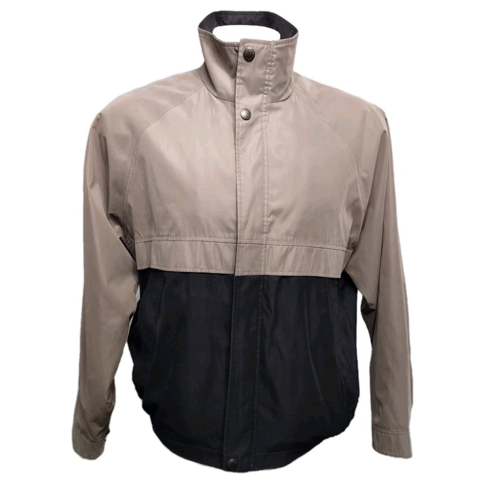 Claiborne Jacket Size M Mens Retro Gorp Core Tan Black Colorblock Windbreaker
